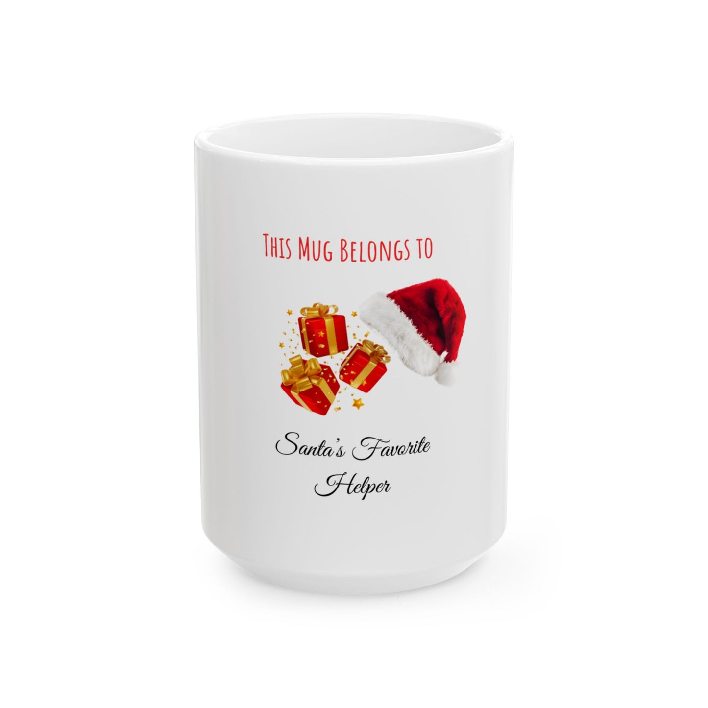 Santa’s Favorite Helper Christmas Mug — ‘This Mug Belongs To’ Holiday Ceramic Gift (11oz, 15oz)