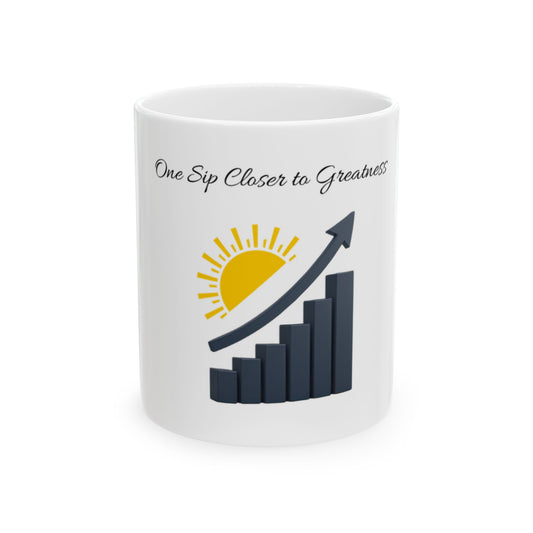 Motivational Growth Ceramic Mug – "One Step Closer to Greatness"