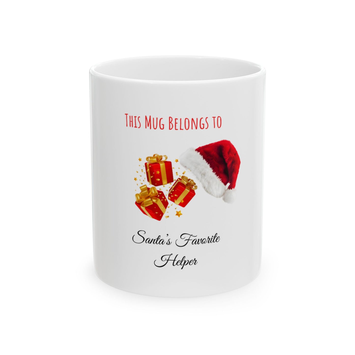 Santa’s Favorite Helper Christmas Mug — ‘This Mug Belongs To’ Holiday Ceramic Gift (11oz, 15oz)