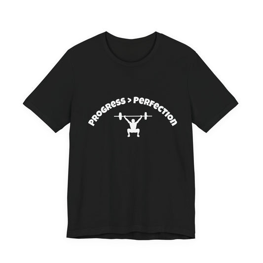 Progress > Perfection Weightlifting T‑Shirt — Motivational Gym Tee