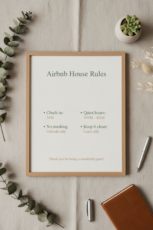 Airbnb House Rules Poster | Customizable Sign for Vacation Rentals